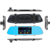 Espejo Retrovisor 5" táctil con Cámara de Retroceso y Frontal DVR para Auto vista frontal y posterior DVR3520