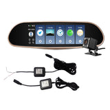 Espejo Retrovisor 7" táctil con Cámara de Retroceso y Frontal DVR, Android, GPS, Bluetooth para Auto con cableado